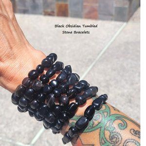 Black Obsidian Crystal Tumbled Bracelet